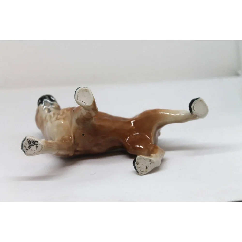 VINTAGE JAPAN PORCELAIN WALKING BOXER DOG FIGURINE 5.5